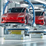 Electric cars in a production facility