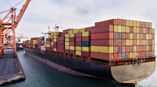 Containers on a ship